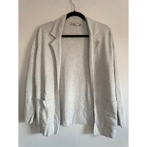 OST Womens XS Gray Cotton Open Front Blazer Cardigan Jacket Pockets Minimalist